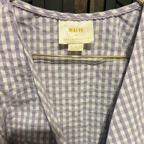 Maeve Lavender Checkered Blouse with Bow - Picture 2 of 4